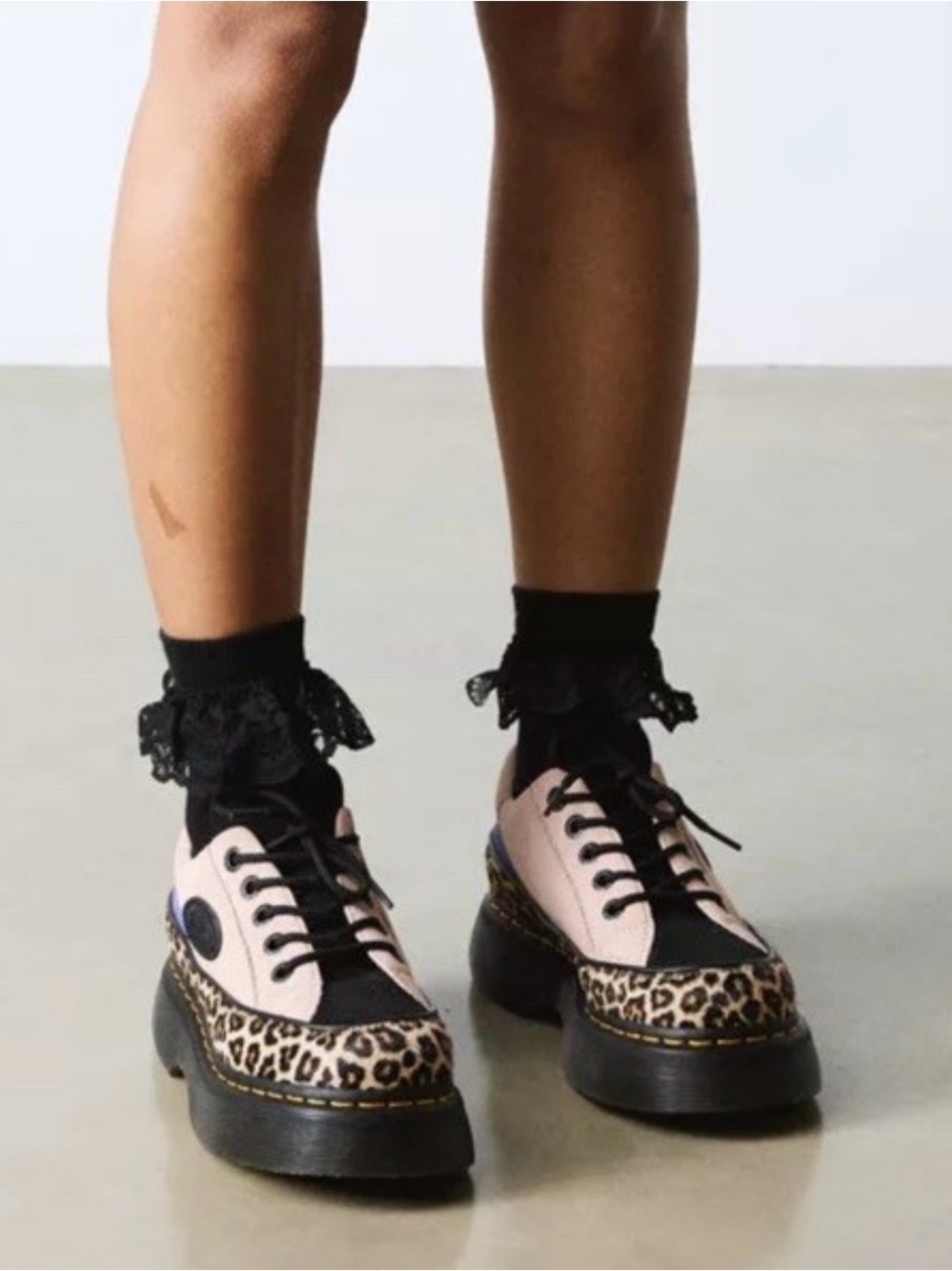 Dr. Martens Pink & Leopard Platform Lace-Up Shoes